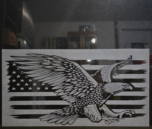 Patriotic Eagle Address Plaque in Absolute Black Granite 3cm